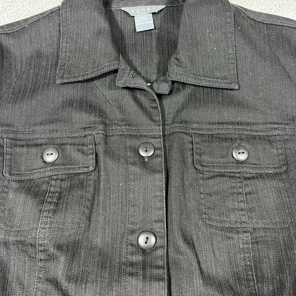 Koret Black Jean Jacket Women's Button Up 3/4 Sleeve Stretch Sz XL - Picture 5 of 10
